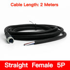 2m M8 Sensor Connector Cable, Straight & Right Angle Options, Male/Female, 3/4/5/6/8 Pin, Waterproof Molded Plug for Industry