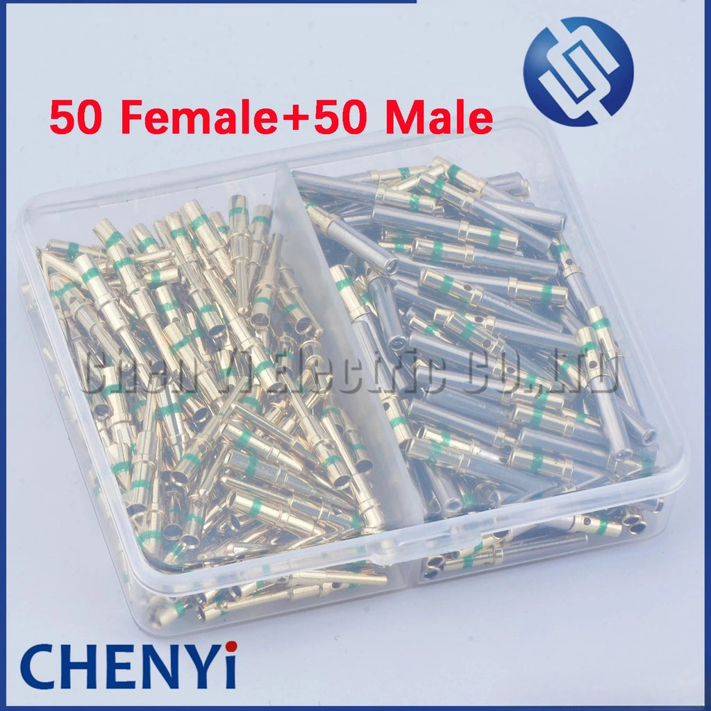 50/100 Pcs Female male Pin 0460-215-1631 0462-209-1631 Gold Plated Stainless Steel Crimp Solid Terminals For Deutsch DT Series