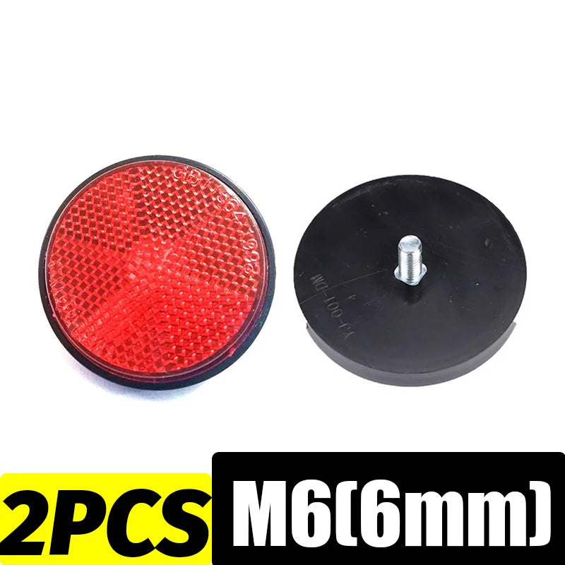 Round Motorcycle Reflector M6 Mounting Screw Night Warning Board for Dirt Bike Electric Scooter Bicycle Rear Tail Safety Lamp