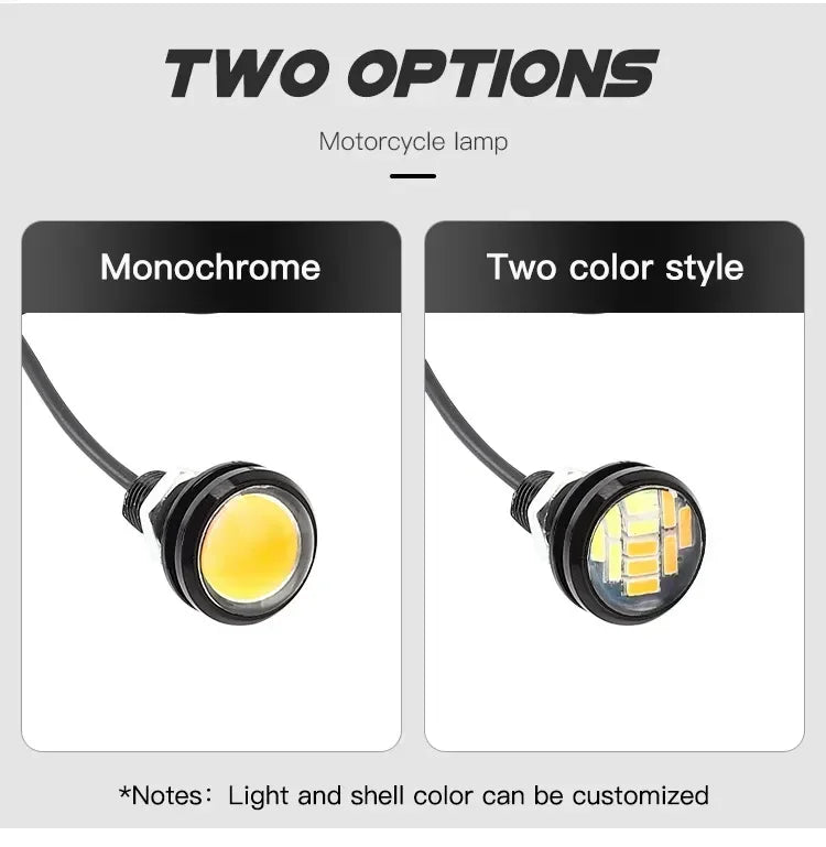 2pcs 23mm High Power White Eagle Eye LED Lights DRL Daytime Running Fog Light Tail Backup Warning Lights Car Motorcycle amabilis