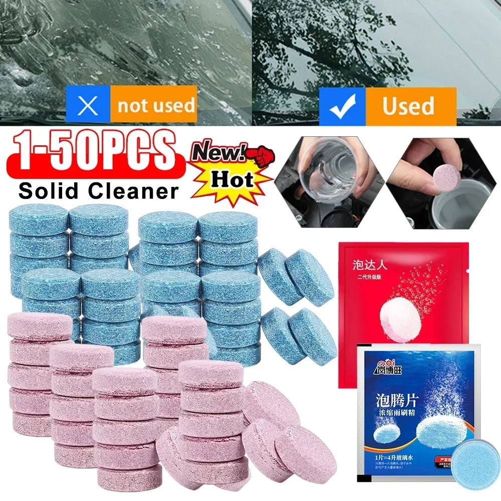 3/100Pcs Car Windshield Cleaner Car Effervescent Tablet Glass Water Solid Cleaner Windshield Spray Cleaner Car Wash Amagi