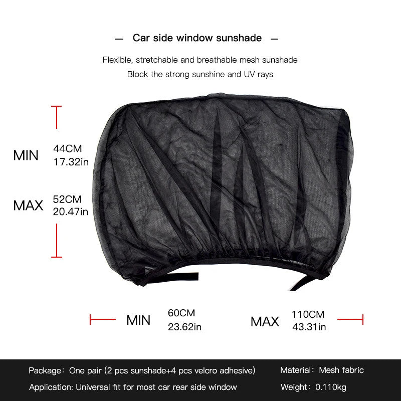 2pcs Car Styling Accessories Sun Shade Auto UV Protect Curtain Side Window Sunshade Mesh Sun Visor Protection Window Films Tools