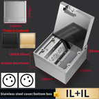 Hidden Floor Socket with USB Charging Ports, 304 Stainless Steel Underground Power Outlet, EU FR BR IL IT Standard, 130×130mm