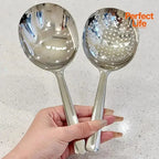 Heavy-Duty Commercial/Home Kitchen Spoons/Large Serving Spoon with Heat-Resistant Short Handle Drain Holes for Easy Cleaning