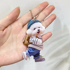Kawaii Puppy Dog Car Pendant Acrylic Cute Cartoon Teddy Dog Car Interior Decoration for Backpack Keychain Home Hanging Pendant
