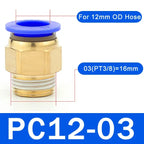 5PCS PC Pneumatic Quick Connector - 4-12mm Push In Fitting for 1/8" 1/4" 3/8" 1/2" BSPT Thread Air Hose & Tube,Industrial Use