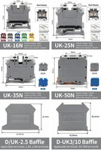 Premium Brass UK Screw Clamp Connector for Wiring, DIN Rail - Mounted,UK1.5N, 2.5B, 3N, 5N, 6N, 10N, 16N, 25N, 35N, 50N