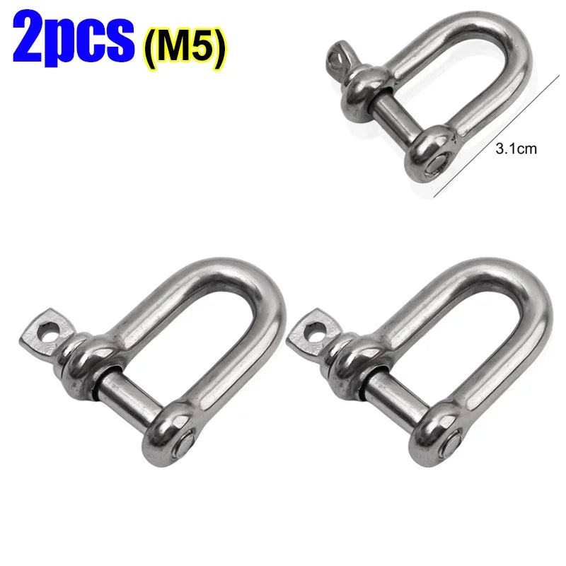 Stainless Steel D Ring Shackle HeavyDuty Ship Rigging Mooring Tow Recovery Clip Boat Vehicle Rope Chain Connector Metal Fastener