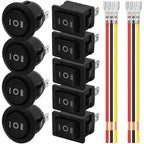 Mini Round Rocker Switch ON OFF 3 Pin SPDT AC DC 12V Auto Car Marine Boat Toggle Button 20mm Mounting Hole Snap in Control Kit