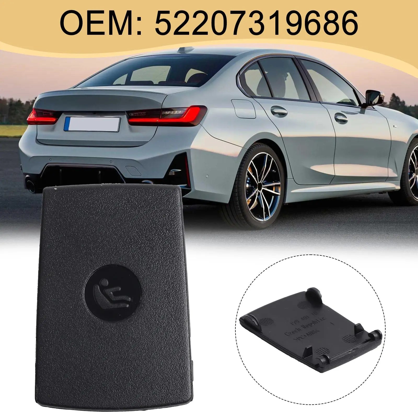 1PC Car Rear  Black Child Seat Safety Belt Anchor  Flap Cover For BMW For 320i 328i OEM  52207319686 Safety Belt Anchor