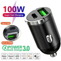 200/100W Mini Dual Ports USB Car Charger Lighter Fast Charging Phone Charger Adapter for IPhone 13 12 Xiaomi Huawei Samsung Amag