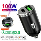 200/100W Mini Dual Ports USB Car Charger Lighter Fast Charging Phone Charger Adapter for IPhone 13 12 Xiaomi Huawei Samsung Amag