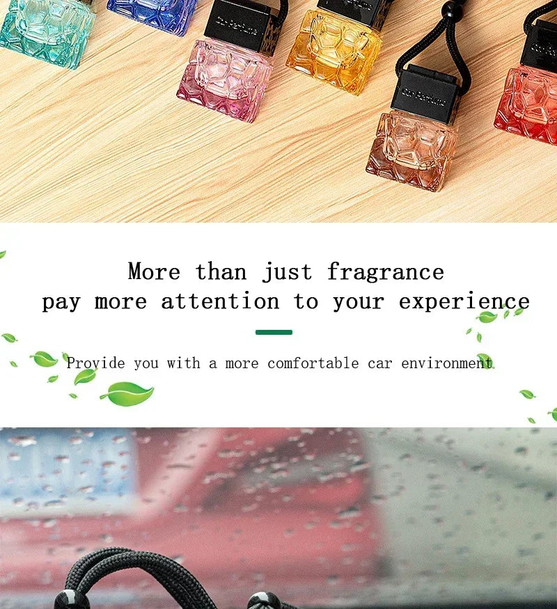 Car Air Freshener Empty Bottle Essential Oil Perfume Bottle with Black Caps Car Air Freshener Hanging Glass Bottles Amagi