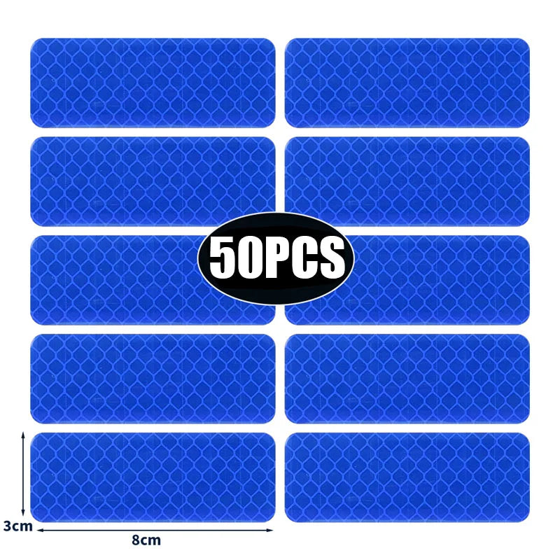 50/10pcs Car Bumper Reflective Stickers Reflective Warning Strip Tape Secure Reflector Stickers Decals Safety Warning 3*8CM