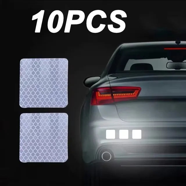 10pcs/set Car Bumper Reflective Safety Strip Stickers Car Reflective Sticker Reflective Warning Safety Tape Stickers Decals