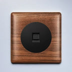 86x86mm Solid Wood Embedded Power Outlet - Childproof EU/RU/FR Socket, Fireproof Vintage Panel for Industrial & Villa Use