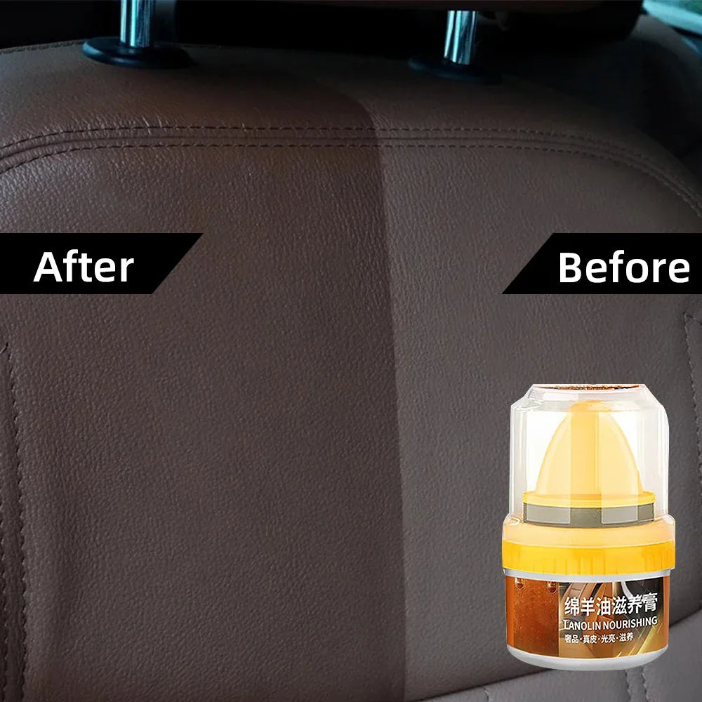 Car Leather Cleaning Cream Interior Seat Maintenance Care Oil with Sponge Brush Sofa Bags Shoes Back to Gloss Polisher Cleaner
