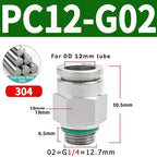 Stainless Steel PC-G Pneumatic Push-In Fitting, Straight Male G Thread Air Tube Connector for Air Compressor & Pneumatic Systems