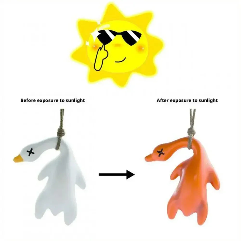 Funny Color-Changing Plaster Anime Duck Car Mirror Hanging Decor Cute Car Interior Decoration Accessories Amagi