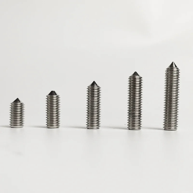 DIN914 304 Stainless Steel Hex Socket Point Grub Screws Set with M3, M4, M5, M6, M8, M10 Sizes - High - Hardness Assortment