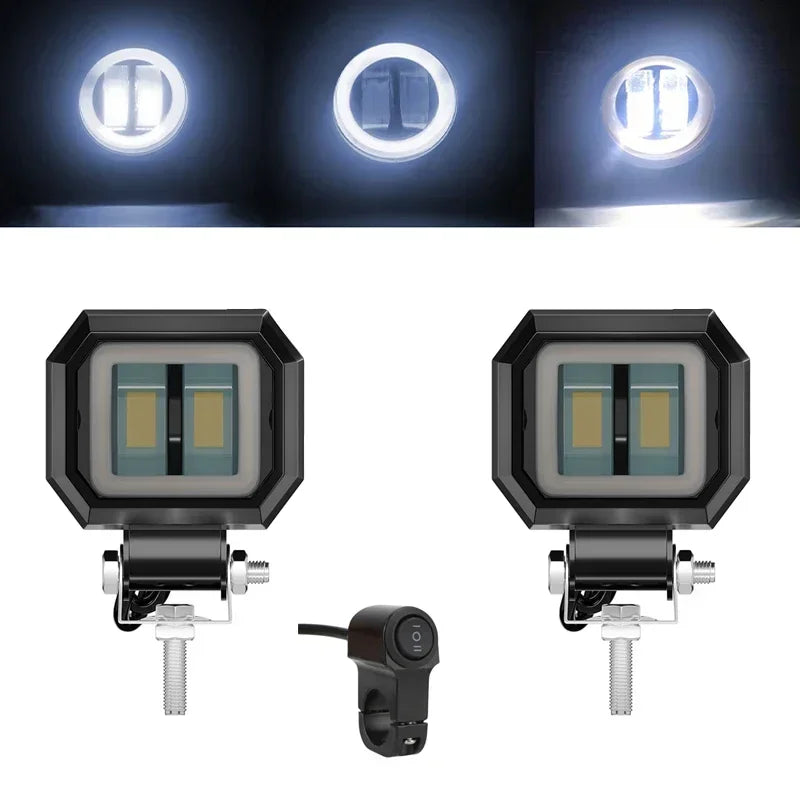 Motorcycle LED Angel Eye Work Light Bar Spot Lamp Offroad Car Boat Truck SUV Pickup 12V 24V Driving Fog Lamp Headlight Amagi