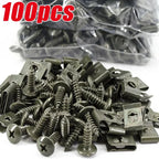 Mixed Car Motorcycles Metal 100/10pcs Screw Tapping Fastener U-Type with Screw Anti-rust Protection Clip Buckle Iron Sheet Amagi