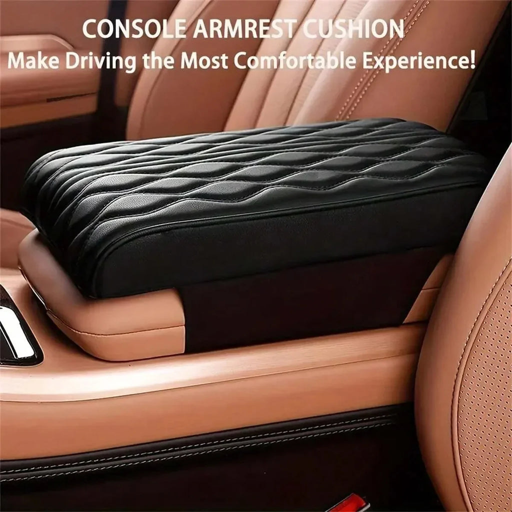 Car Soft Armrest Mat Wave Embroider PU Leather Center Console Arm Rest Protection Cushion Auto Armrests Storage Box Cover Pad