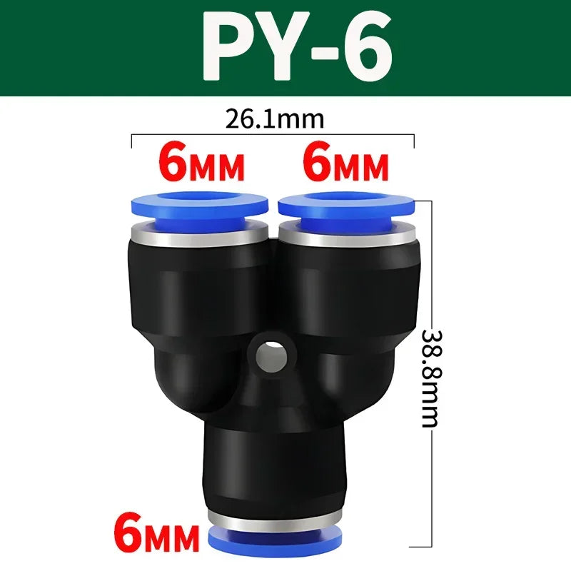 Pneumatic Push-to-Connect Fittings Kit 20/100/500PCS Y W Shaped Air Water Oil Hose Connectors for Nylon Polyurethane Tubing
