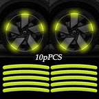 10pcs Car Wheel Hub Reflective Sticker Tire Rim Reflective Strips Luminous For Nissan Kicks X-trail Juke Tiida Qashqai Leaf Micr