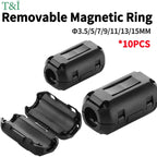 10PCS Snap Magnetic Ring Ferrite Filter For Cable Shield Removable EMC Inner Diameter 3.5MM 5/7/9/11/13/15MM Degaussing Filter