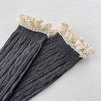 Sweet Lace Thigh High Socks Japanese Style Knitted Long Socks JK Lolita Black White Stockings Women Girls Amagi