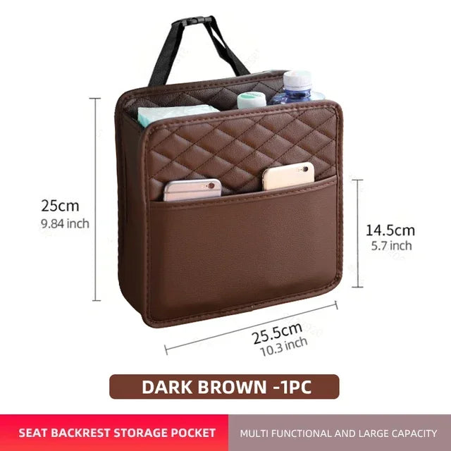 2/1pcs Multifunction Car Seat Hanging PU Leather Storage Bag Organizer Rear Seat Hanging Pouch Tissue Box Trash Dustb Accessorie