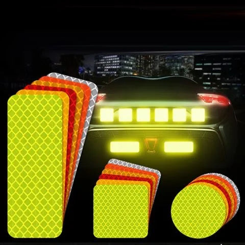 10pcs/set Car Bumper Reflective Safety Strip Stickers Car Reflective Sticker Reflective Warning Safety Tape Stickers Decals