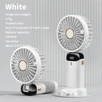 Car 3 in 1 Portable Fan Handheld Neck Desk Fan 5 Speed Digital Display Ultra Quiet Makeup Fan for Women Desktop Clip Office Amag