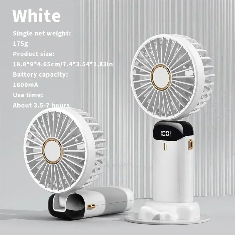 Car 3 in 1 Portable Fan Handheld Neck Desk Fan 5 Speed Digital Display Ultra Quiet Makeup Fan for Women Desktop Clip Office Amag