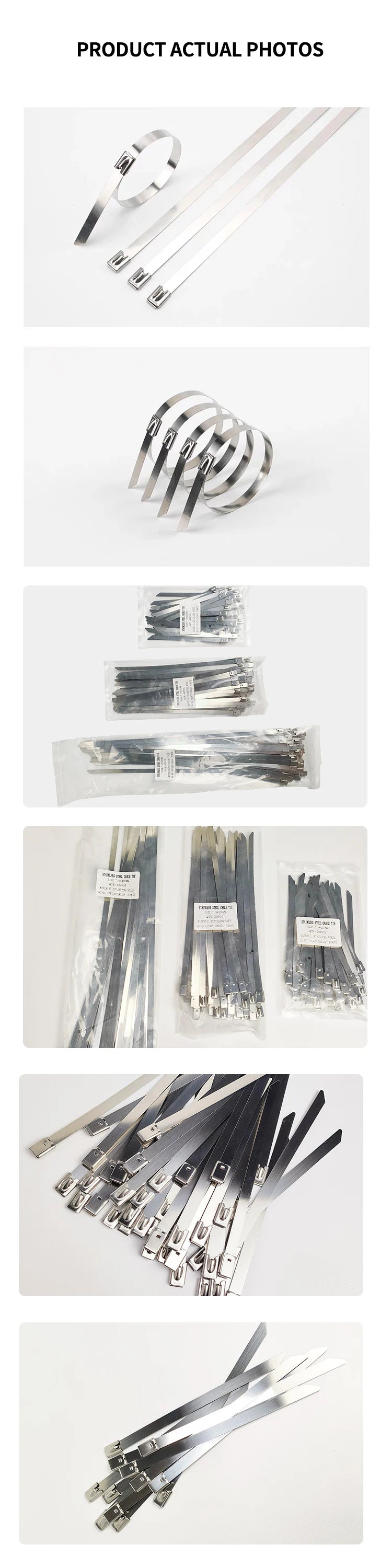50PCS 304 Stainless Steel Zip Ties, Heavy-Duty Self-Locking Metal Cable Ties 4.6mm,Anti-Rust & Heat Resistant for Marine,Outdoor