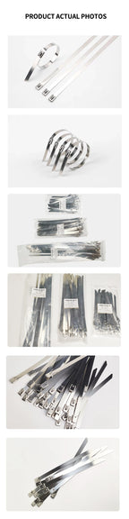 7.9mm Heavy Duty 304 Stainless Steel Zip Ties, Self-Locking Metal Straps for Industrial Machinery & Electrical Installations