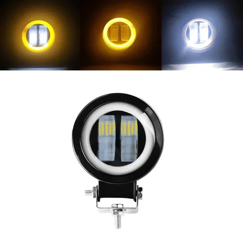 Motorcycle LED Angel Eye Work Light Bar Spot Lamp Offroad Car Boat Truck SUV Pickup 12V 24V Driving Fog Lamp Headlight Amagi
