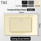 118 Series Glass Panel Wall Switch Socket, US Mexico Standard, USB and Type-C Charging Ports, 1/2/3/4 Gang Options
