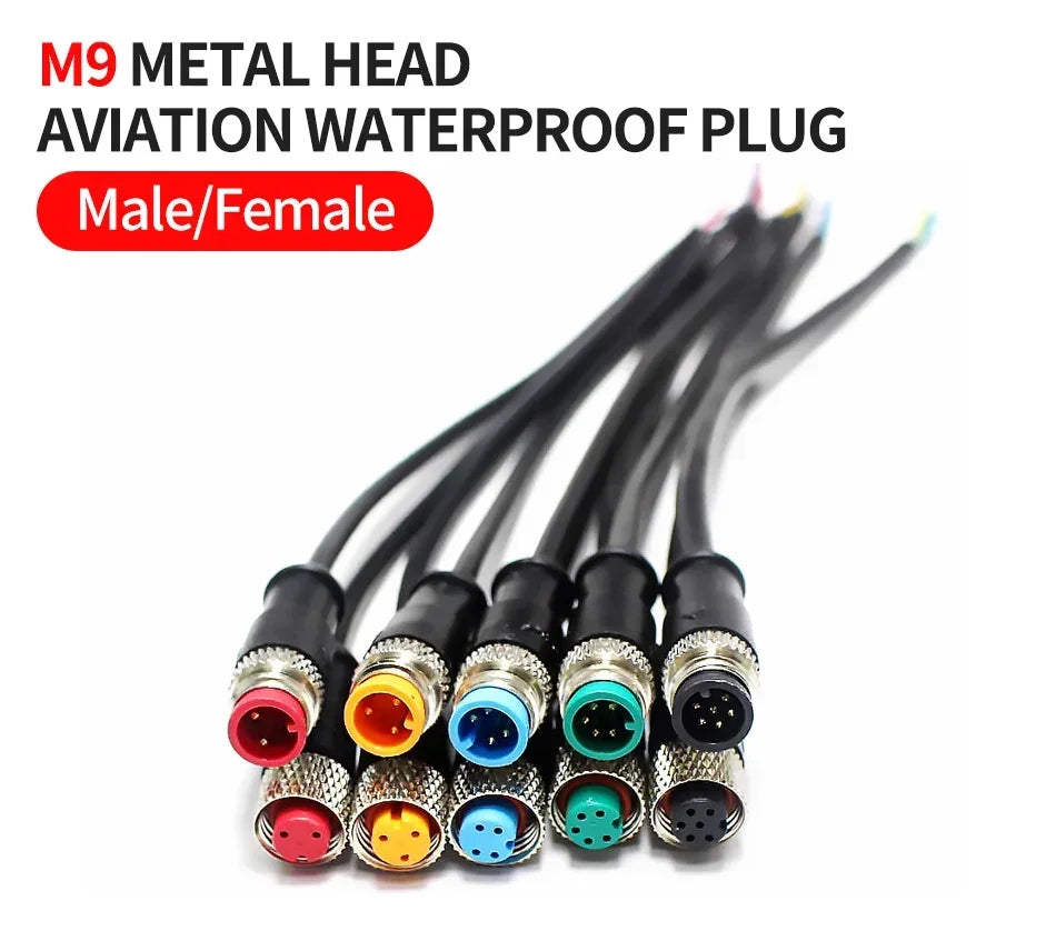 5/20PCS M9 2 3 4 5 6 Pin DC Electric Bicycle Butt Joint Plug waterproof female male Connector Wiring Scooter Brake Cable 20CM