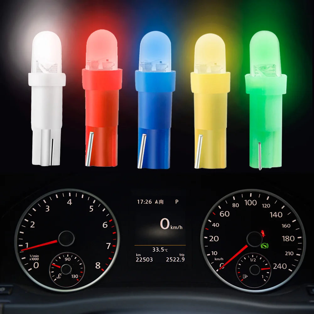T5 LED Car Bulbs B8.5d Auto Car Dashboard Speed Lights Bulb Car Interior Lamp Accessories Dashboard Side Switch Lamps 12V