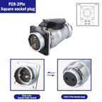P28 Aviation Connector, Square Flange Socket, Male/Female Circular Butt Joint, 2/3/4/5/7/10/12/14/16/19/20/24 Pin, P28K2Q PLS28