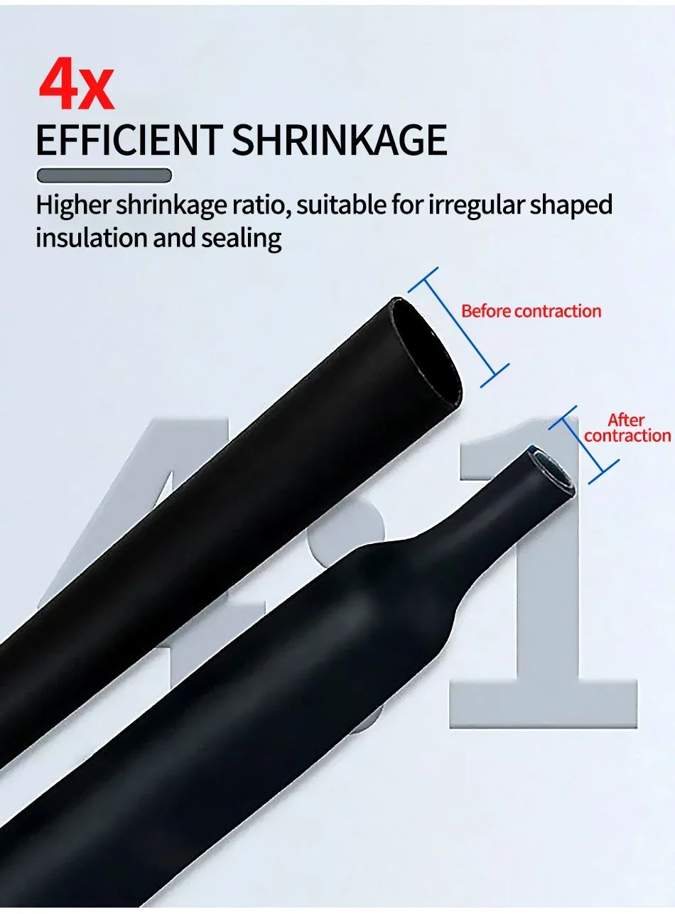 5Meter 4:1 Heat Shrink Tube with Glue Thermoretractile Heat Shrinkable Tubing Dual Wall Heat Shrink Tubing 4 6 8 12 16 20 24 32