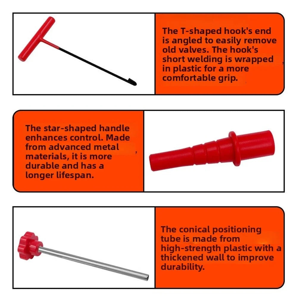 4X Tire Valve Stem Installation Tool Kit Quick Removal No Tire Removal Car Valve Stem Tool Kit For Replacing Leaky Valves In Car