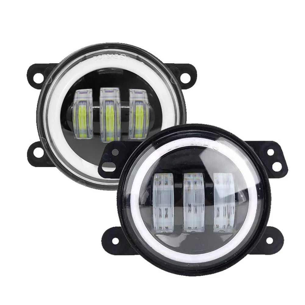 2 PCS 3.5Inch Car  LED Fog Lights Ring White Yellow  Ring Turn Signal Lamp For Offroad  Vehicle Headlight
