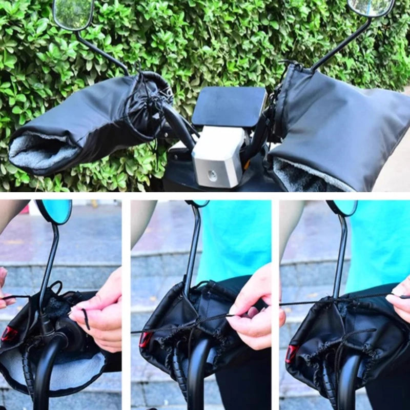 Motorcycle Scooter Thick Warm Handlebar Muff Grip Handle Bar Muff Rainproof Riding Protective Winter Warmer Thermal Cover Gloves