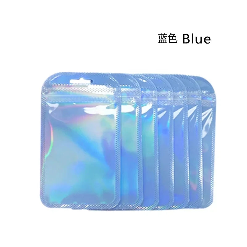 Colorful Laser Ziplock Bag Packaging Bags For Earring Jewelry Display Bags Pouch Gift Packaging Resealable Storage Bag Amagi