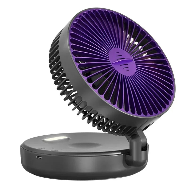 Foldable Desktop Fan Mini Wall-Mounted Car With Warm Night Light Rechargeable 4 Gears Adjustable Portable Air Circulation Amagi