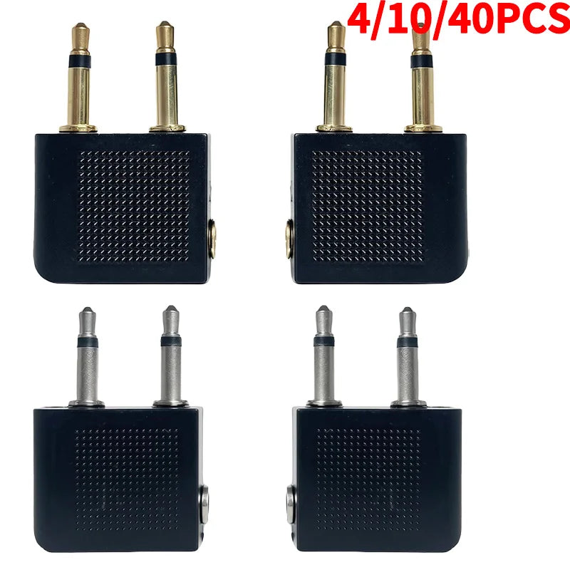 Professional Aviation Audio Adapter, Dual 3.5mm Mono Male Plugs to 3.5mm Stereo Female Jack Converter for Headphones & Audio
