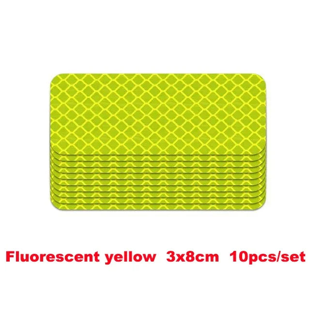 10pcs Car Bumper Reflective Stickers Reflective Warning Strip Tape Secure Reflector Stickers Decals Accessories